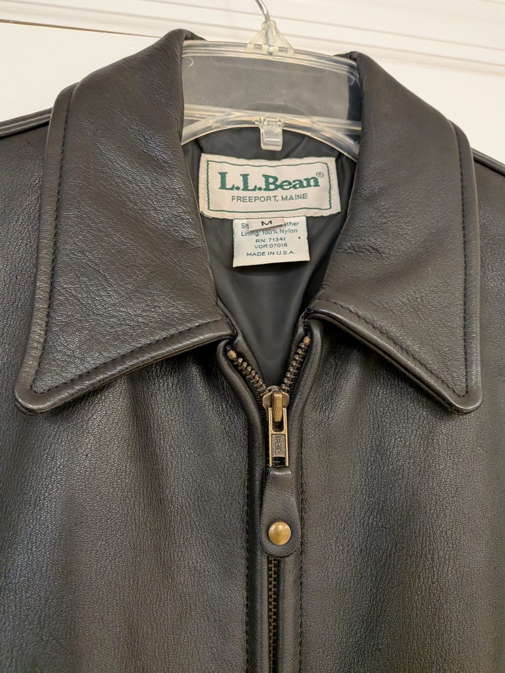 Vintage L.L. Bean Men’s Black Leather Bomber Jacket